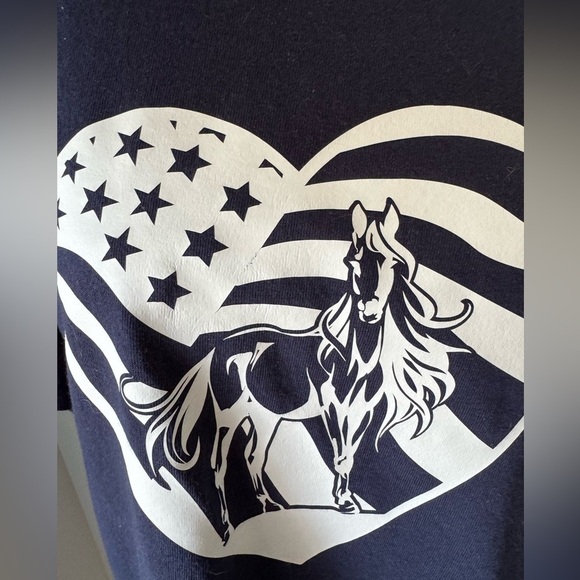 NEW Adult Navy Equestrian Horse Lover American T-Shirt Unisex Large - Picture 2 of 5